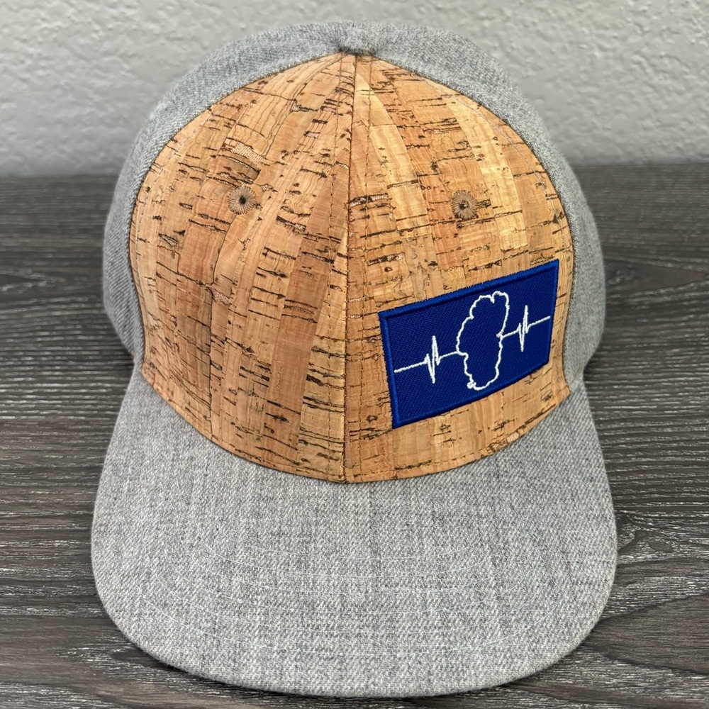 The Heartbeat Brand Tahoe 6 Panel Cork Heather Gray Snapback Hat One Size